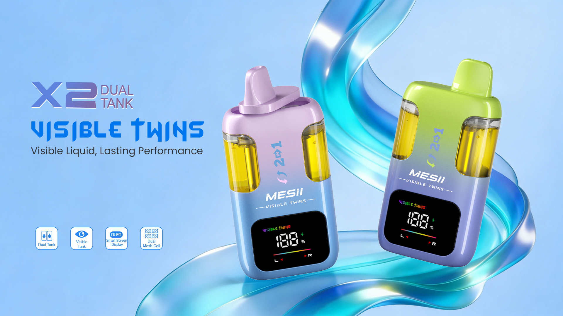 Vaper 100000 caladas 2 sabores recargable con doble sabor, pantalla inteligente y control de flujo de aire