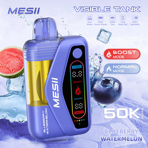 Vaper Desechable MESII Visible Tank 50K Sabor Sandía Arándano - Blueberry Watermelon
