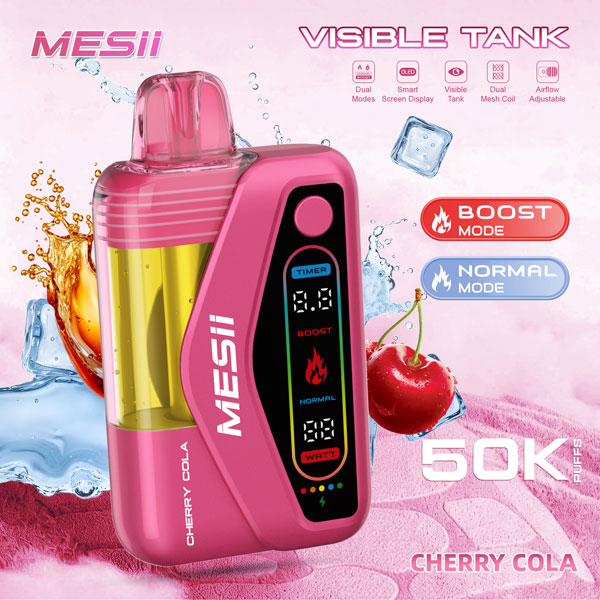 Vaper Desechable MESII Visible Tank 50K Sabor Cereza Cola - Cherry Cola