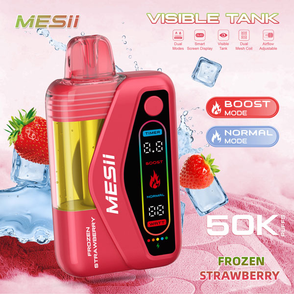 Vaper Desechable MESII Visible Tank 50K Sabor Fresa Congelada - Frozen Strawberry
