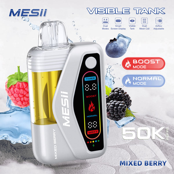 Vaper Desechable MESII Visible Tank 50K Sabor Bayas Mixtas - Mixed Berry