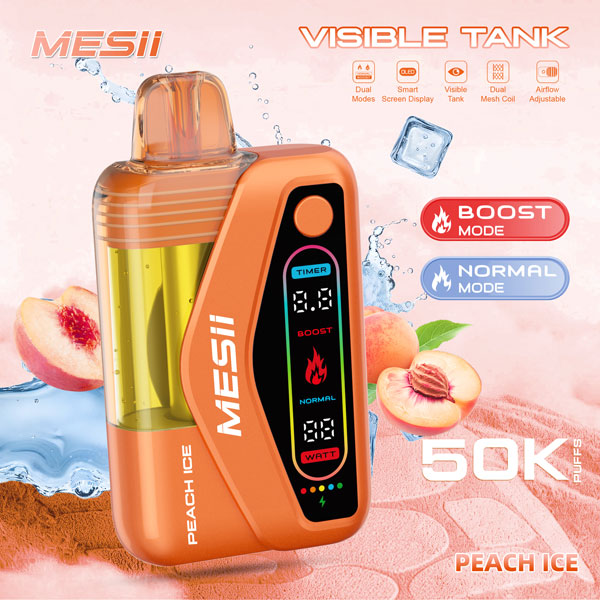 Vaper Desechable MESII Visible Tank 50K Sabor Melocotón Helado - Peach Ice