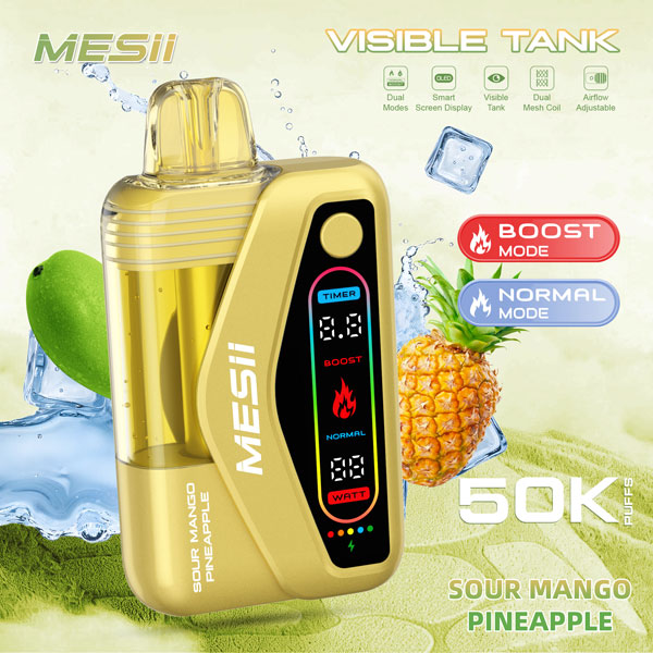 Vaper Desechable MESII Visible Tank 50K Sabor Mango Piña Ácido - Sour Mango Pineapple