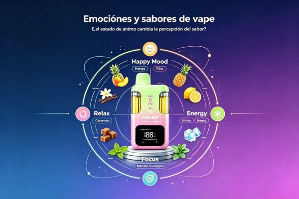 Infografía sobre cómo el estado de ánimo puede influir en la percepción del sabor del vape