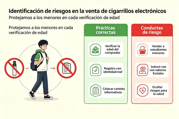 Infografía sobre si un menor puede viajar con un vape en España y las principales normas legales de 2026