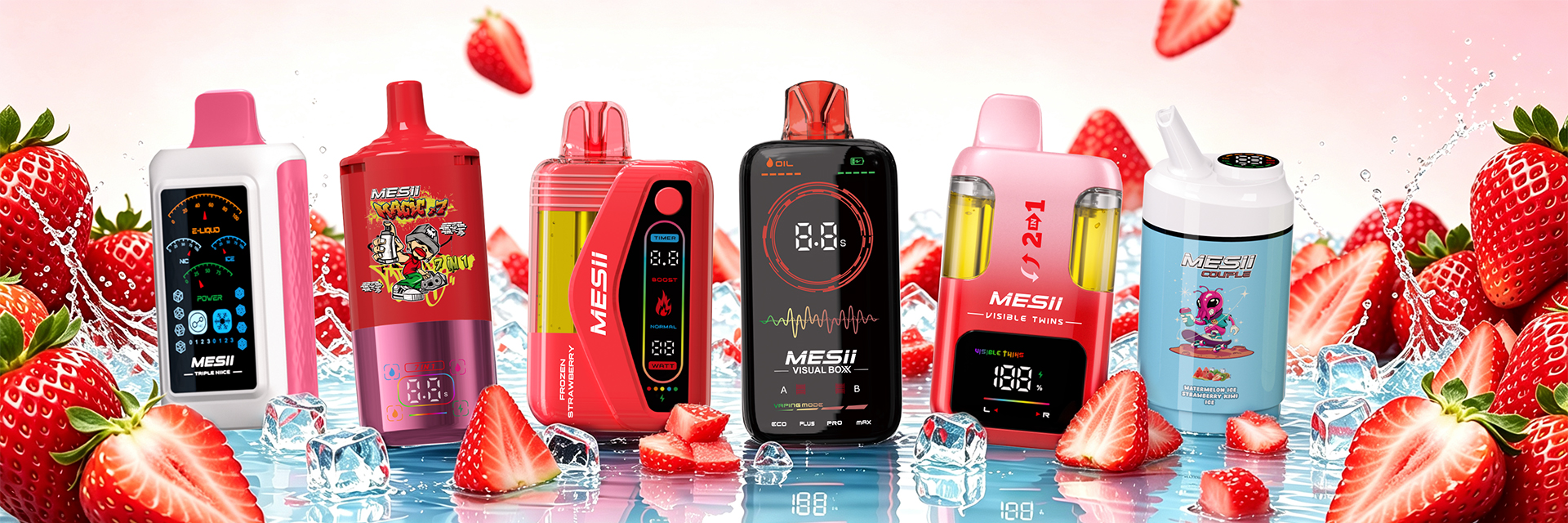 Vapers de fresa MESII - Fresa Ice, Fresa Kiwi y Fresa Sandía